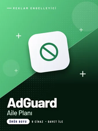 AdGuard Reklam Engelleyici Aile Planı – 9 Cihaz (Ömür Boyu)